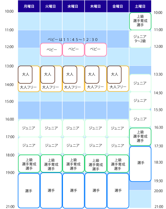 ジュニア練習時間割